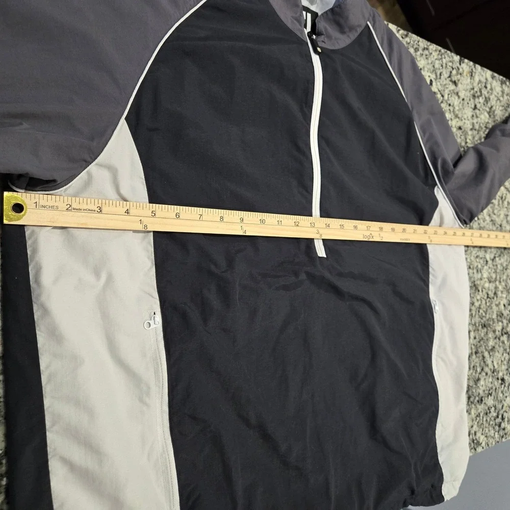 FootJoy Golf Pullover Windbreaker Mens XL Black Grey 1/2 Zip Jacket